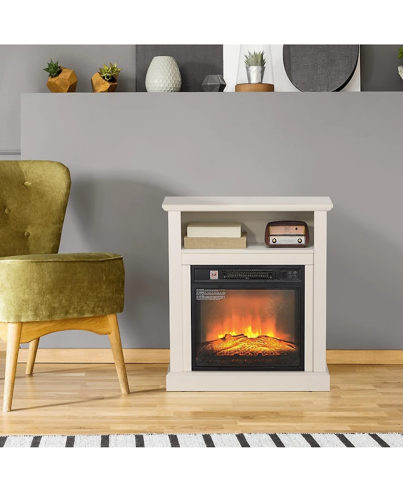 Homcom 27" Electric Fireplace Heater with Mantel & Remote Control,