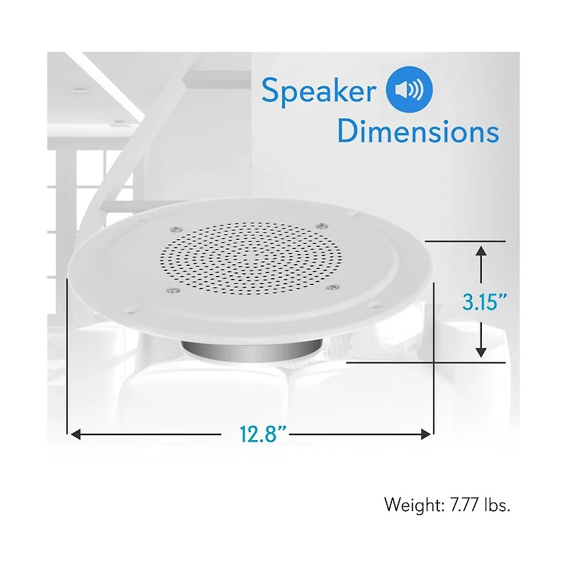 Pyle 8" In-Wall / Ceiling Commercial Pa Speaker with 100V Transformer Tap, 200W Max Power Output