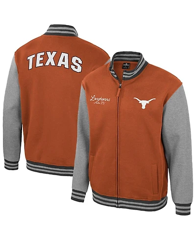 Colosseum Men's Burnt Orange Texas Longhorns Ambi-Turner Full-Zip Varsity Jacket