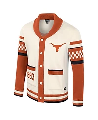 Colosseum Women's Cream Texas Longhorns Wild Collective Button-Up Jacquard Sweater