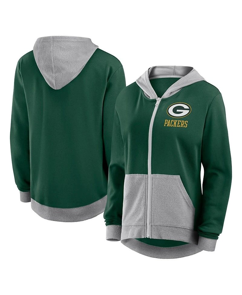 Logo Athletic Women's Green Bay Packers Hit It French Terry Full-Zip Hoodie