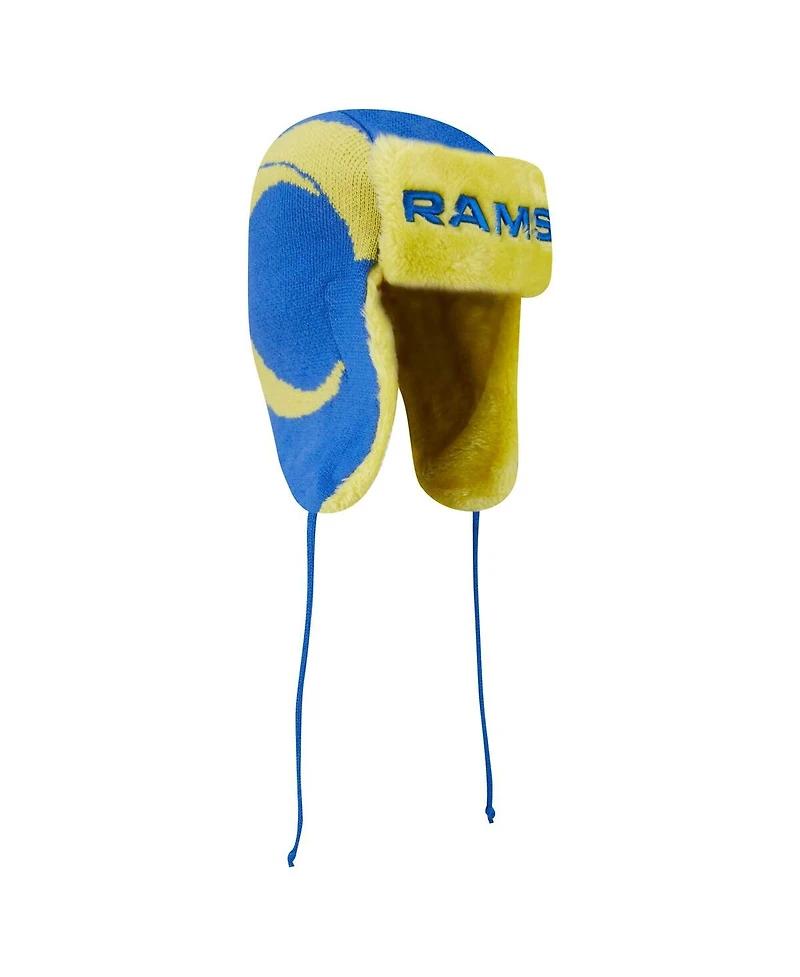 New Era Men's Royal Los Angeles Rams Helmet Head Trapper Knit Hat