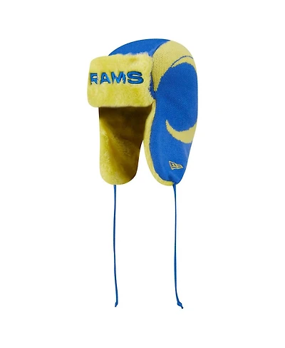 New Era Men's Royal Los Angeles Rams Helmet Head Trapper Knit Hat