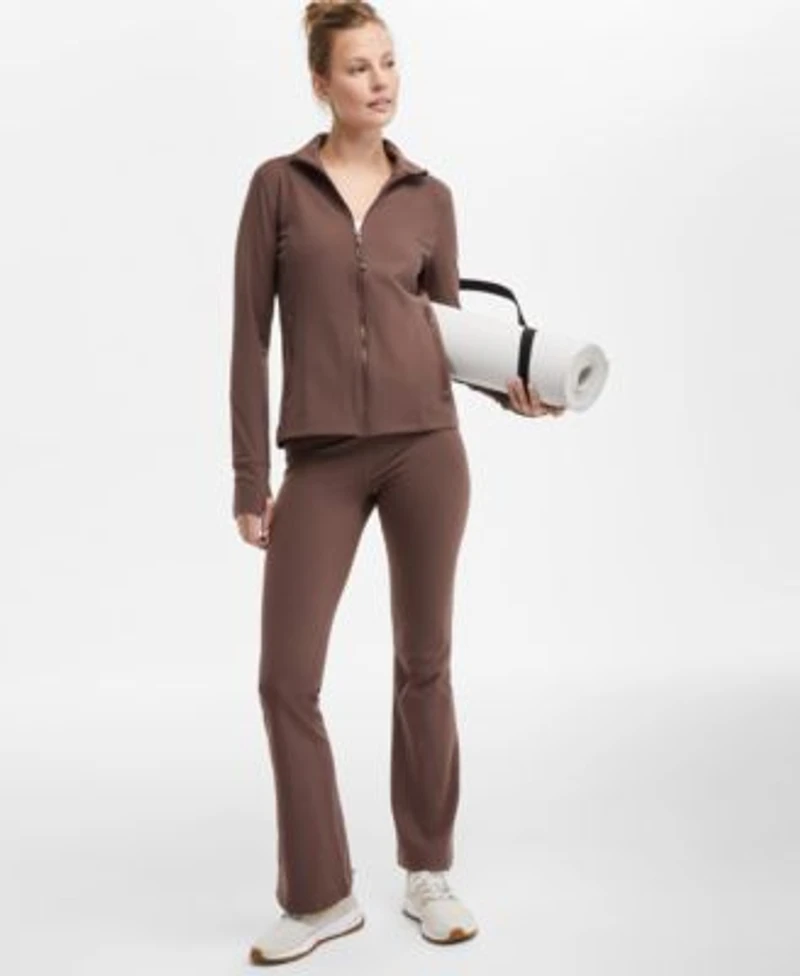 Id Ideology Womens Soft Full Zip Jacket High Rise Flare Leggings Exclusively At Macys