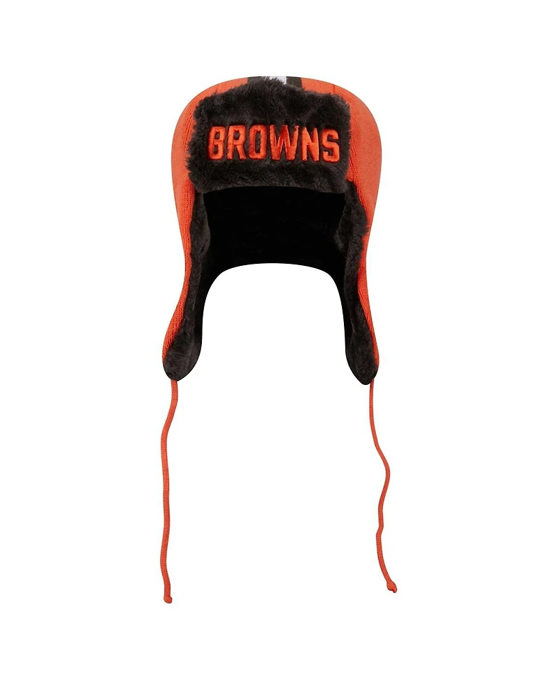 New Era Men's Orange Cleveland Browns Helmet Head Trapper Knit Hat