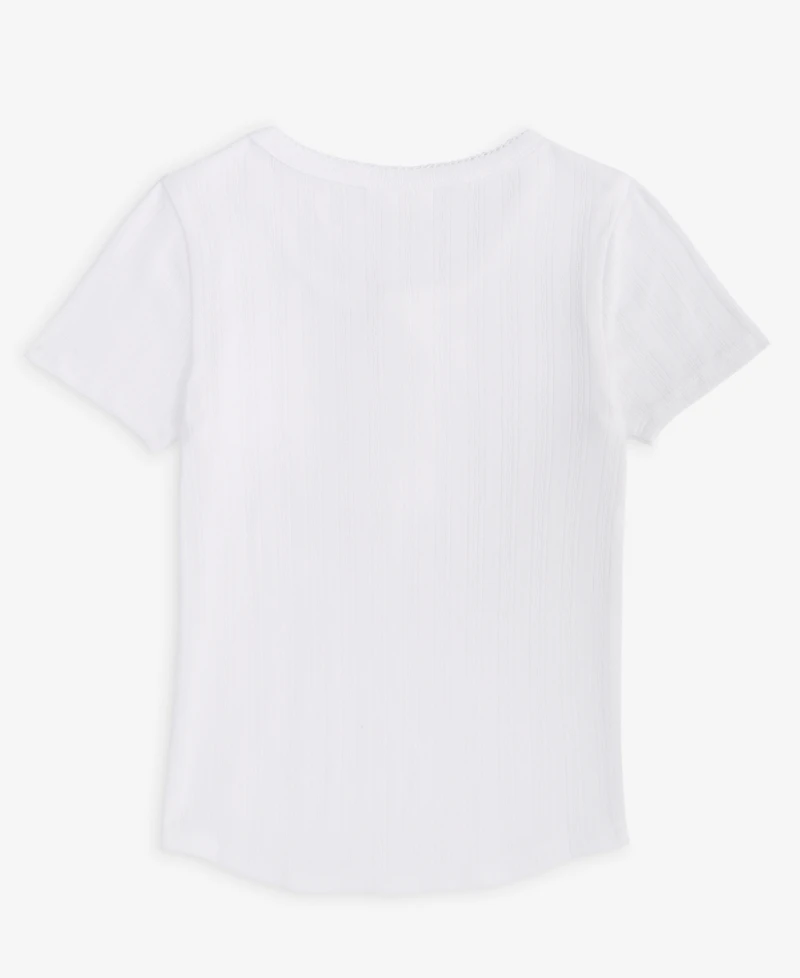 Epic Threads Little & Big Girls Solid Pointelle Henley Top, Exclusively at Macy's