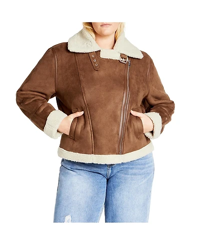 City Chic Plus Sherpa Hunter Jacket