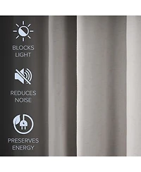 Linen Blend Total Blackout Grommet Curtains Pair