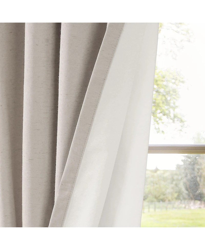 Linen Blend Total Blackout Grommet Curtains Pair
