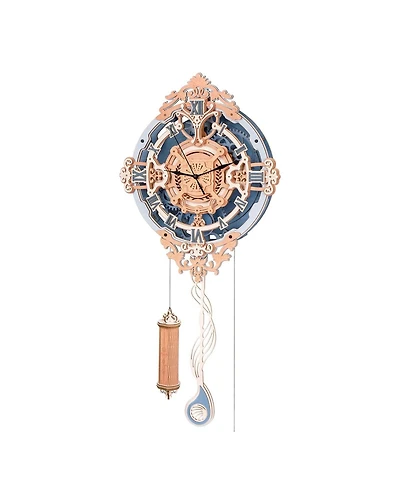 Robotime 3D Puzzle Vintage Wooden Pendulum Clock Kits 12", Design Building Model Set, 11.7"4.2"25.3"