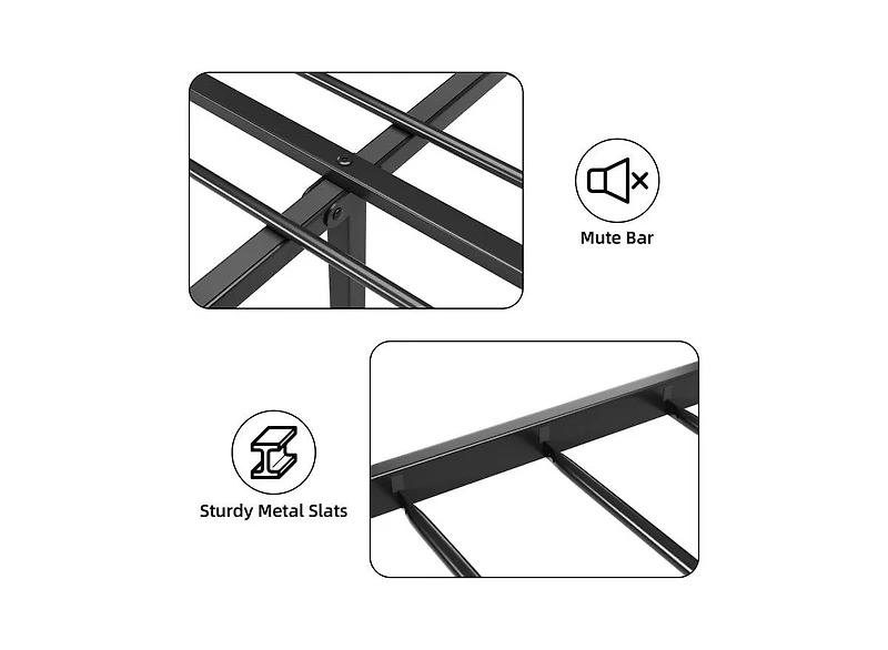 gaomon King Bed Frame, Metal Platform Bed Frame with Rustic Vintage Soft-breaded Headboard and Footboard, Noise Free, No Box Spring Needed, Easy Assem