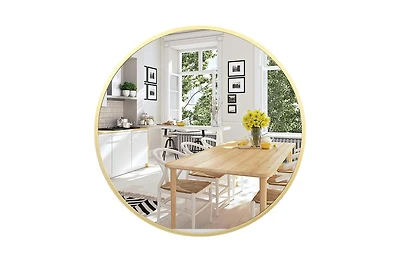 gaomon Round Mirror, 18 Inch Circle Mirror, Hd Eco-Friendly Gold Circle Mirror Metal Frame, Round Vanity Wall Mounted Mirrors for Entryway, Hallway, L