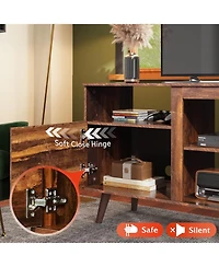 Wlive Mid-Century Modern Tv Stand for 65" Tv Tv Console Cabinet Open Shelves Entertainment Center for Living Room and Bedroom