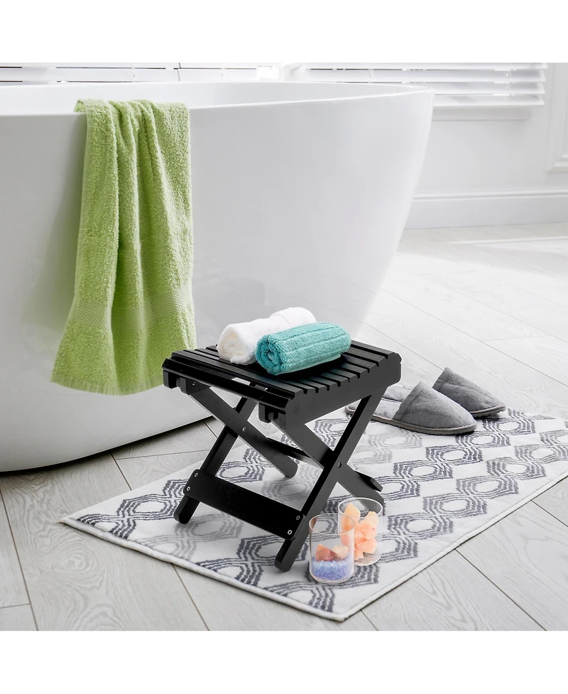 Sorbus Bamboo Folding Step Stool Bench - Great for Bathroom, Spa, Sauna