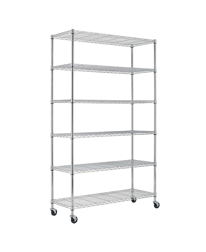 Slickblue Heavy Duty 6-Shelf Metal Storage Rack Shelving Unit with Casters