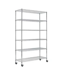 Slickblue Heavy Duty 6-Shelf Metal Storage Rack Shelving Unit with Casters