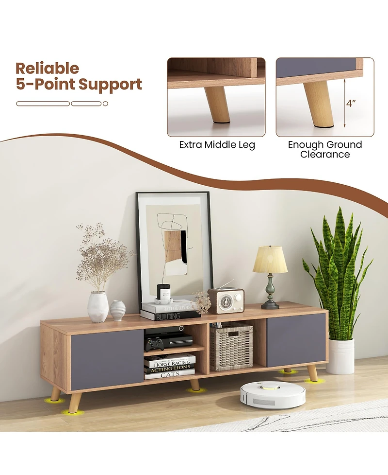 Gymax Tv Stand for Tvs up to 65'' Modern Rustic Tv Cabinet w/ Open Shelf TV Console Table