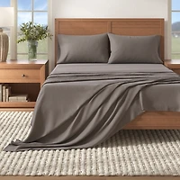 Linery & Co. Turkish Cotton Double-Brushed Solid Color Flannel Bed Sheet Set