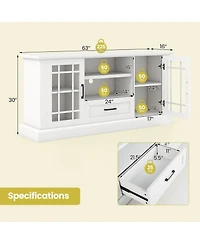 Gymax Farmhouse Tv Stand for TVs up to 70'' Media Center w/Glass Doors Cubbies & Drawer