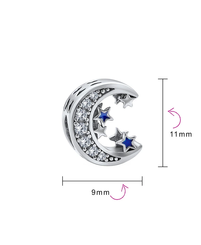 Bling Jewelry Celestial Crescent Moon Star Charm Bead in Sterling Silver European Bracelets