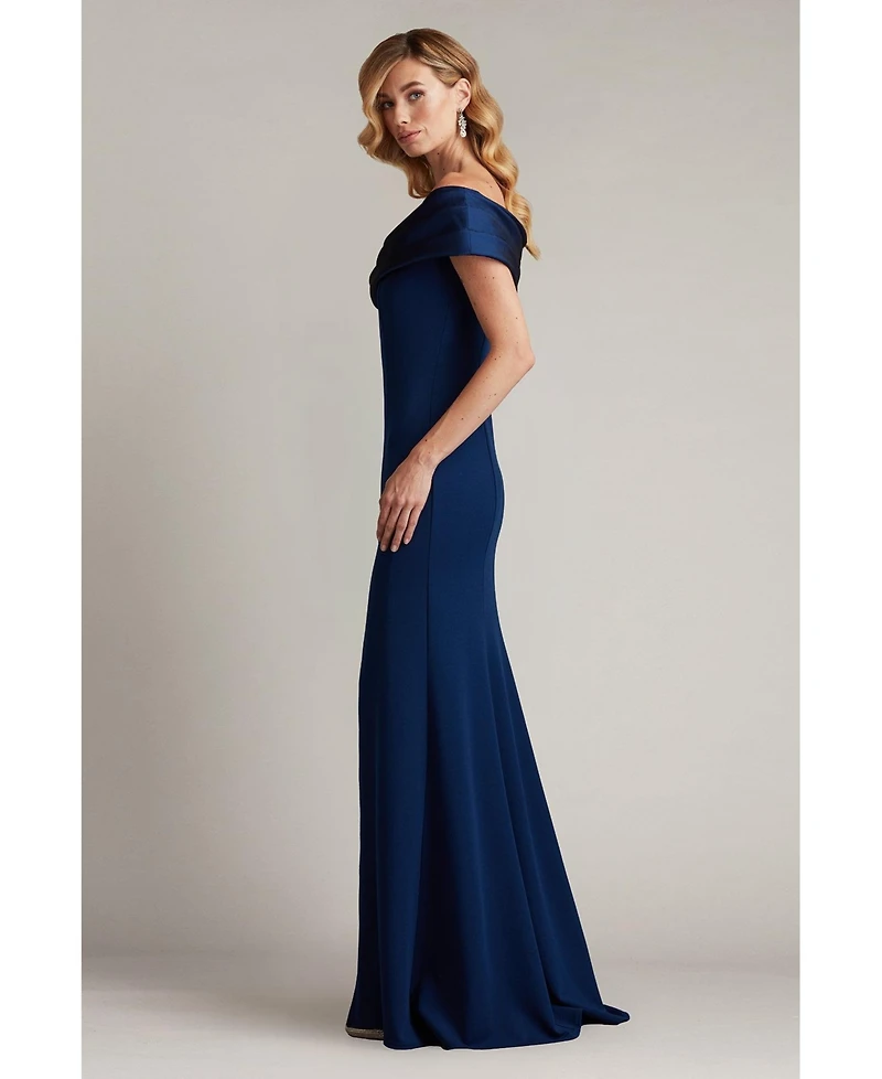 Tadashi Shoji Dalton Contrast Off-Shoulder Gown
