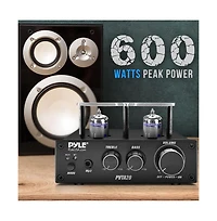Pyle Bluetooth Tube Amplifier Stereo Receiver - 2 Vacuum Tube Power Amp, Cd/Dvd Inputs (L/R), 600W Peak Power