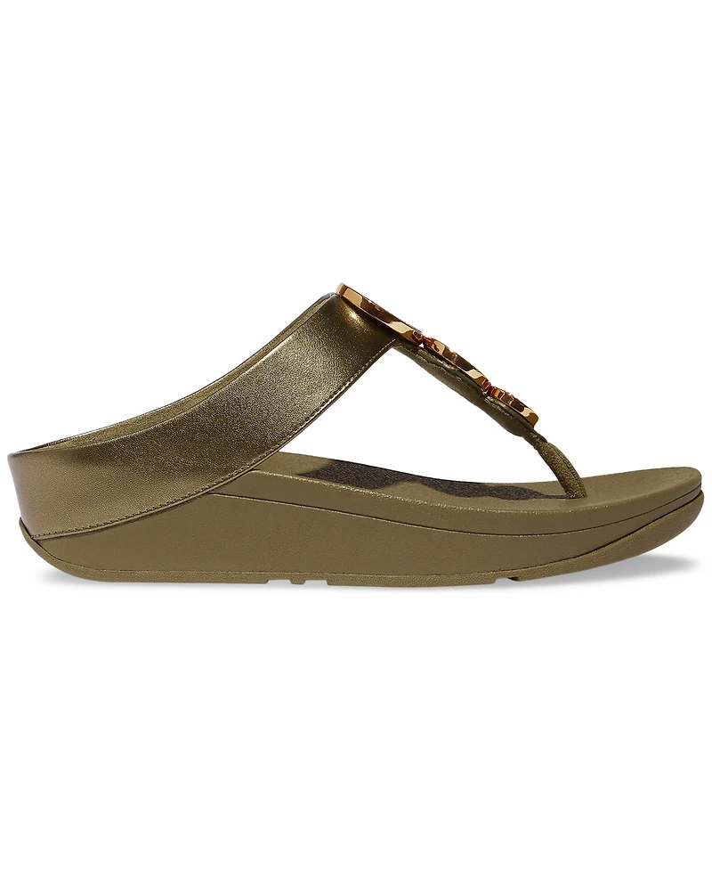 FitFlop Women's Halo Bead-Circle Metallic Toe-Post Sandals