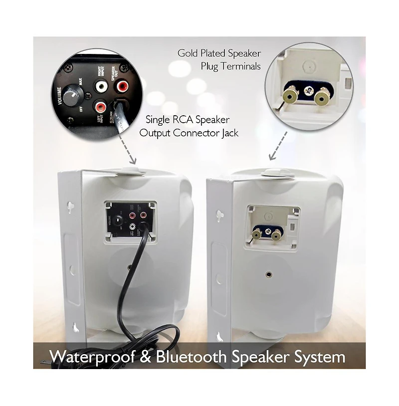 Pyle 6.5” Bluetooth Wireless Waterproof Speakers - 800W Max Power, 2-Way Full Range Stereo Sound, Marine Grade, Indoor/Outdoor Use