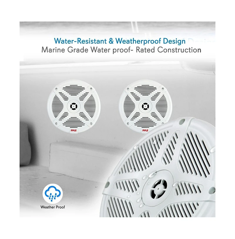 Pyle 6.5" Water-Resistant Rated Marine Speakers with Wireless Rf Streaming Support (Supplemental Speakers for Model: 'PLMRF65MW')