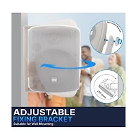 Pyle 70V On Wall/Patio Commercial Speaker - 2-Way Full Range Stereo Sound, Waterproof Enclosure with 70V Built-in Transformer (White)