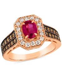 Le Vian Passion Ruby (5/8 ct. t.w.) & Diamond (3/4 ct. t.w.) Oval Double Row Ring in 14k Rose Gold