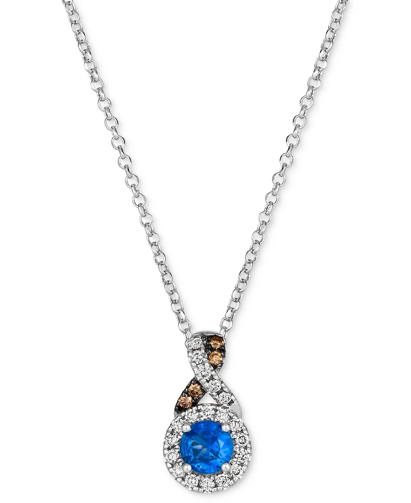 Le Vian Cornflower Sapphire (1/3 ct. t.w.), Nude Diamond (1/6 ct. t.w.), Chocolate Diamond Accent Pendant 19" Necklace in 14k Vanilla Gold