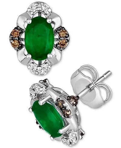 Le Vian New Emerald (5/8 ct. t.w.) & Diamond (1/4 ct. t.w.) Oval Stud Earrings in 14k White Gold