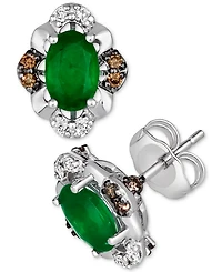 Le Vian New Emerald (5/8 ct. t.w.) & Diamond (1/4 ct. t.w.) Oval Stud Earrings in 14k White Gold