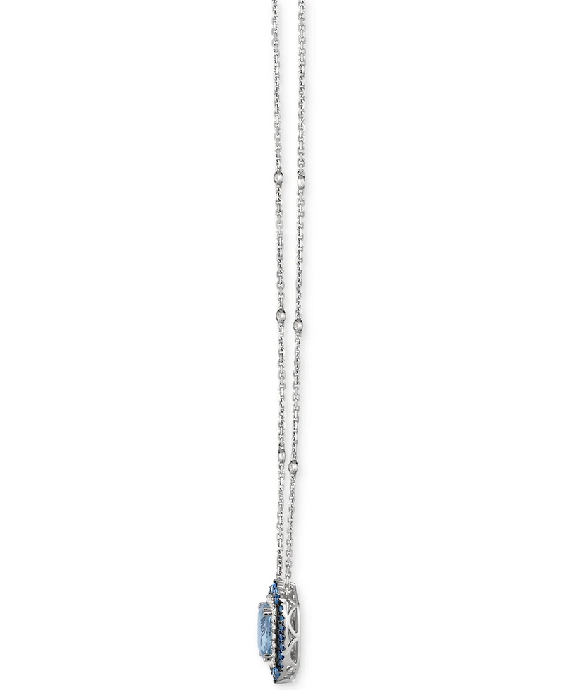 Le Vian Aquamarine (2-1/2 ct. t.w.), Sapphire (5/8 ct. t.w.) & Vanilla Diamond (3/8 ct. t.w.) Pendant 19" Necklace in Platinum