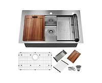 Casainc 33inch L x 22inch W Drop-in Kitchen Sink with Accessories