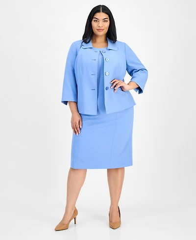 Le Suit Plus Size Button-Front Boxy Jacket & Sheath Dress Set