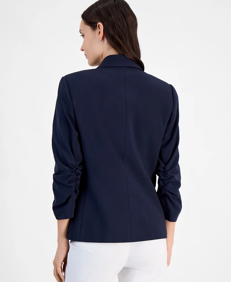 Tahari Asl Women's Ruched-Sleeve One-Button Blazer