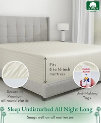 Striped 500 Thread Count Fitted Sheet Only, 100% Cotton Sateen, Fully Elasticized with Deep Pockets by California Design Den