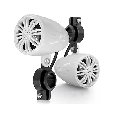 Pyle 2.25 Waterproof Motorcycle Box Speakers, Compact Off-Road System, White