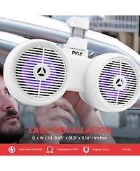 Pyle 6.5'' Marine Bluetooth Wakeboard Speaker System with Led Lights, 200W, White