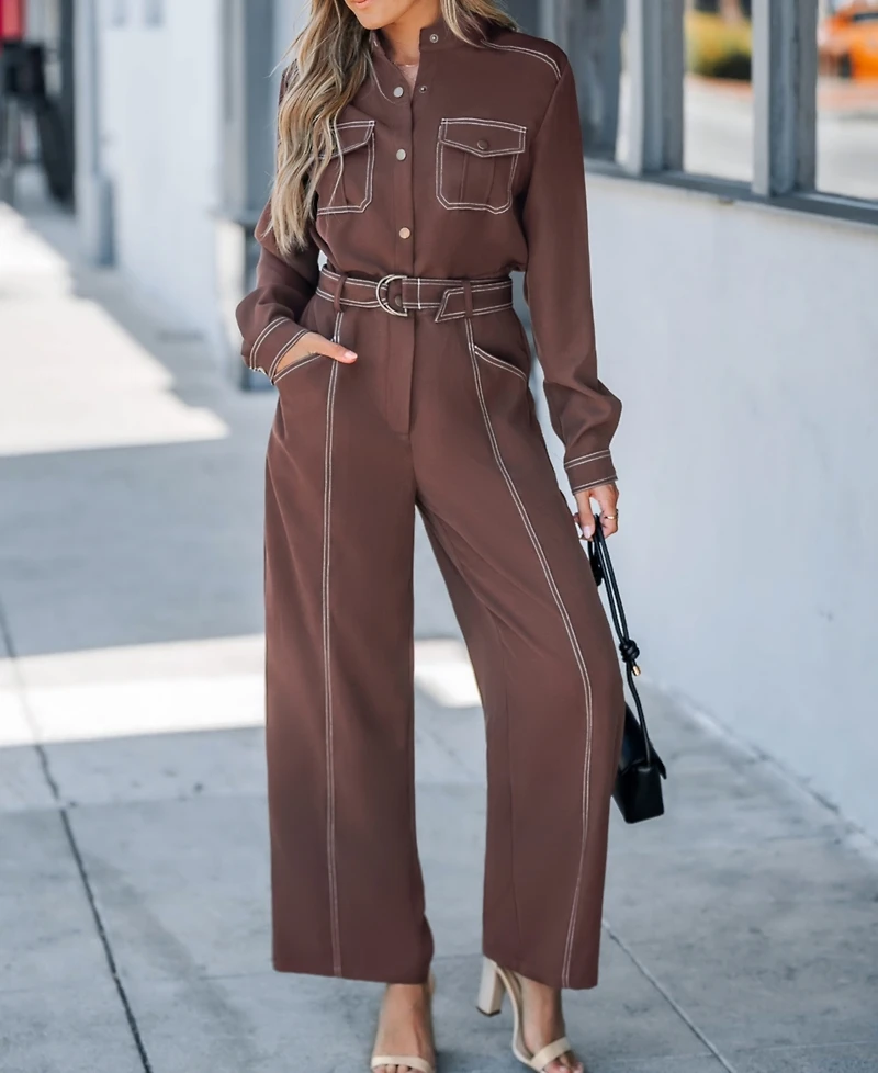Cupshe Women's Elegant Belted Utility Structured Fit Jumpsuit, Created for Macy's