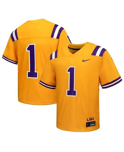 Nike Big Boys and Girls 1 Gold Lsu Tigers Alternate Game Jersey