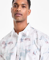 Alfani Men's Regular-Fit Abstract Light Wave-Print Button-Down Shirt, Exclusively at Macy's