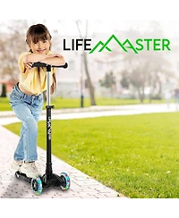 Lifemaster Kids Scooter – Children and Toddler 3 Wheel Kick Led Lights Illuminate when Rolling– Adjustable Handle