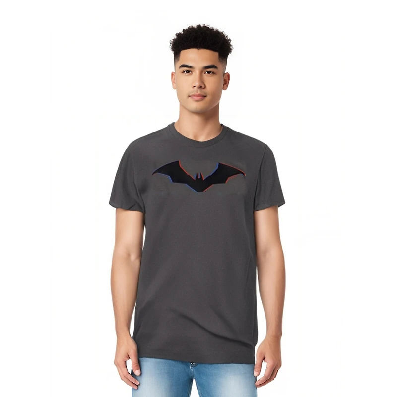 The Batman Mens Tri Color Bat Silhouette Short Sleeve Adult Tee / T-Shirt