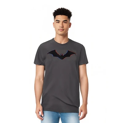 The Batman Mens Tri Color Bat Silhouette Short Sleeve Adult Tee / T-Shirt