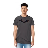 The Batman Mens Tri Color Bat Silhouette Short Sleeve Adult Tee / T-Shirt