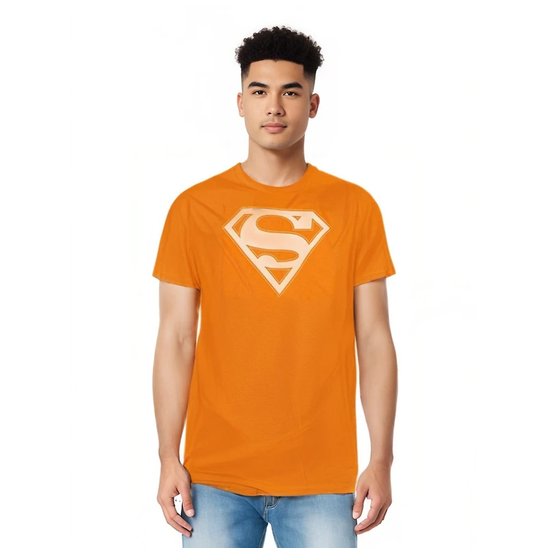 Superman Mens Orange & White Shield Short Sleeve Adult Tee / T-Shirt