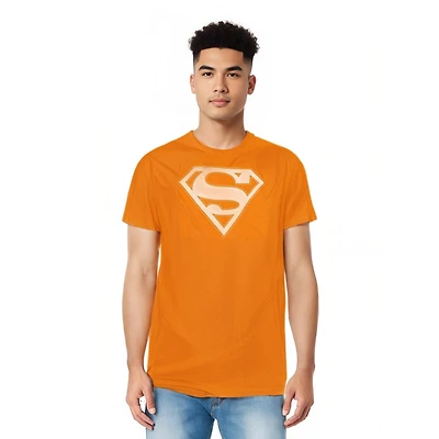 Superman Mens Orange & White Shield Short Sleeve Adult Tee / T-Shirt
